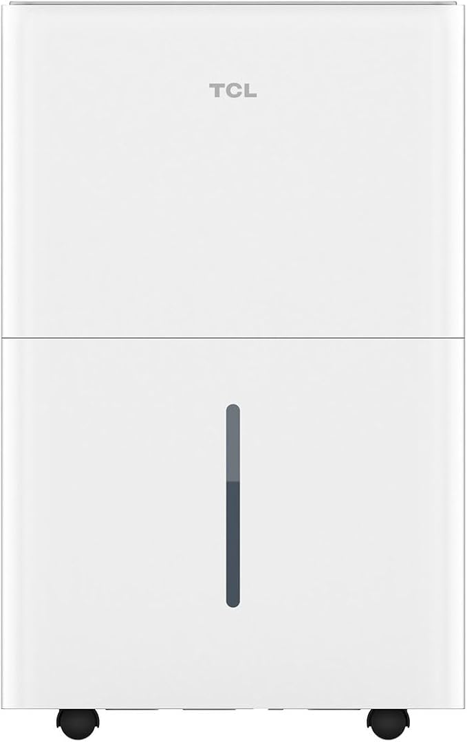 TCL 50-Pint Capacity Quiet, Energy Efficient Portable Dehumidifier, Precise Humidity Control, Bucket or Continuous Drain, Compact Humidity Absorber for Home, Attic, Garage & Rooms up to 4500 Sq Ft
