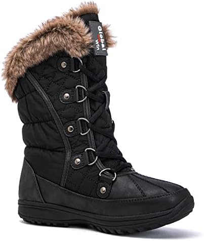 GLOBALWIN Women's Snow Boots Waterproof Mid-Calf Winter Boots with Thermal Fleece Lining, Insulated Cold Weather Protection, and Non-Slip Sole for Snowy Commutes