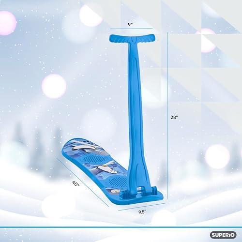 Superio Kids Snow Scooter, Ski Scooter, Snowboard, Snow Sled, Sledge Folding Sliding Ski Snowboard with Grip Handle