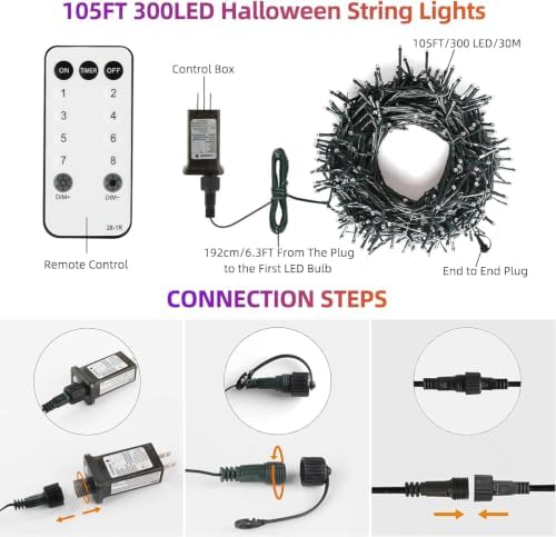 VTECHOLOG 300 LED Purple and Orange Christmas Tree Lights Halloween Light