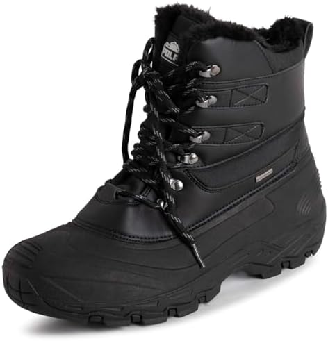 POLAR Mens Waterproof Outsole Deep Tread Fully Faux Fur Lined Winter Durable Snow Boots