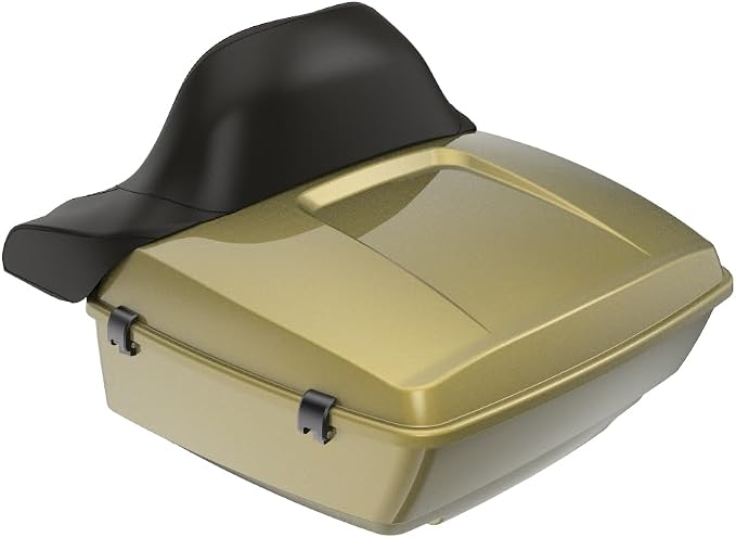 Advanblack Road Glide Tour Trunk Pack Olive Gold King Tour Trunk Pack Luggage +Wrap-Around Backrest Pad for '97-'25 Harley Touring Road King Street Glide Electra Glide CVO models