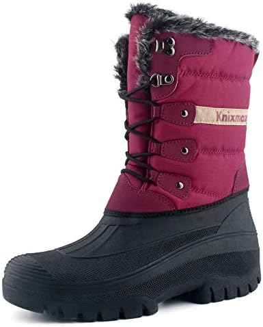 Knixmax Women's Waterproof Mid-Calf Winter Snow Boots US 6-11
