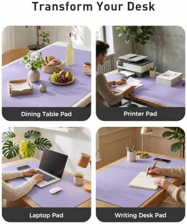 Aothia Faux Leather Desk Mat Mouse Pad, 40" x 24", Light Purple