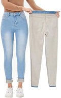 Yehopere Women's Winter Fleece Lined Jeans Slim Fit Warm Skinny High Waist Denim Jean