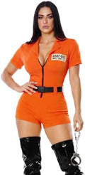 3 PCS Womens Orange Prisoner Costume Romper Halloween Playsuit