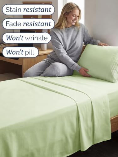 Twin XL Size 3 Piece Sheet Set - Breathable & Cooling - Light Sage Green