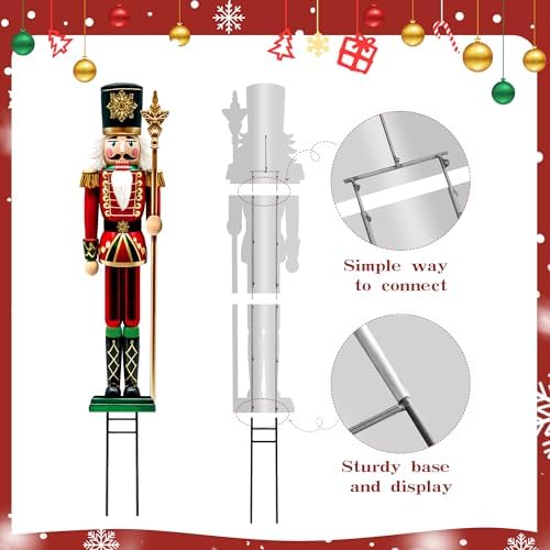 Bunny Chorus 2pcs Large Metal Nutcracker Christmas Yard Signs, Outdoor Lawn Pathway Decorations, Heavy Duty Iron Holiday Garden Stakes, Home Winter Walkway Driveway Front Porch Yard Decor