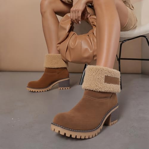 AOSPHIRAYLIAN Snow Boots Women Fur Lined Winter Boots Slip on Warm Shoes