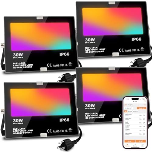 MELPO LED Flood Light Outdoor 30W, 300W Equivalent RGB Landscape Lighting