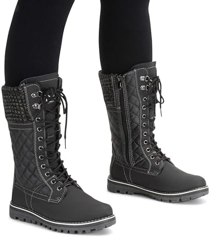 POLAR Womens Faux Fur Warm Thermal Waterproof Outdoor Walking Snow Winter Rubber Sole Calf Boots