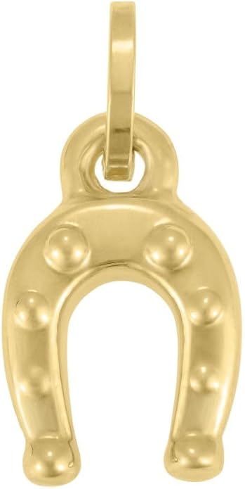 Floreo 14k Yellow Gold 28mm Polished Puffy Horseshoe Charm Pendant with Optional Chain Necklace