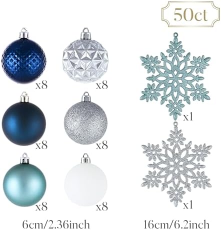 Valery Madelyn 50ct Christmas Tree Decorations Ball Ornaments 2.36 Inches
