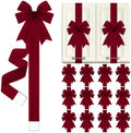 Daifunli 12 Pcs Burgundy Velvet Christmas Cabinet Bows Ribbons for Kitchen
