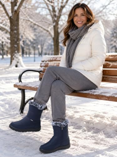 SHIBEVER Women's Winter Snow Boots: Waterproof Fur-Lined Ankle Booties