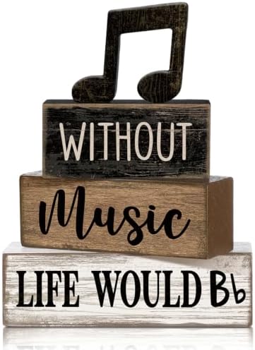 Moucuny 4 Pcs Music Notes Decor Wooden Block Signs Musicical Party Decor