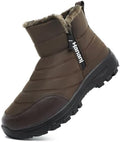 Hanani Mens Winter Snow Boots Fur Lined Warm Ankle Boots Zipper Closure Waterproof Outdoor Boots Men's Lightweight Comfortable Shoes