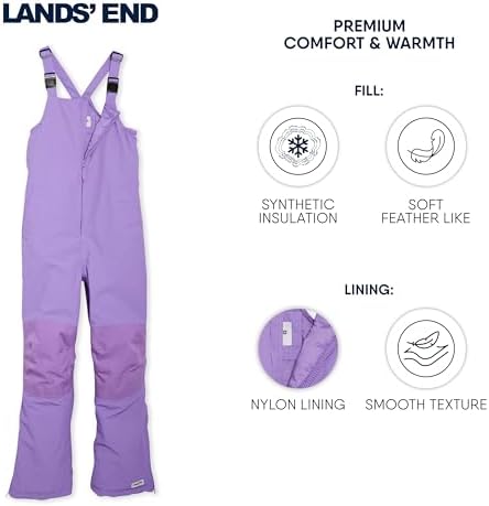Lands' End Unisex Kids Squall Waterproof Adjustable Insulated Iron Knee Snow Bib Overalls