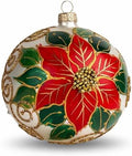 Hand Blown Glass Ball Christmas Ornament, 5 in, Wintry Silver