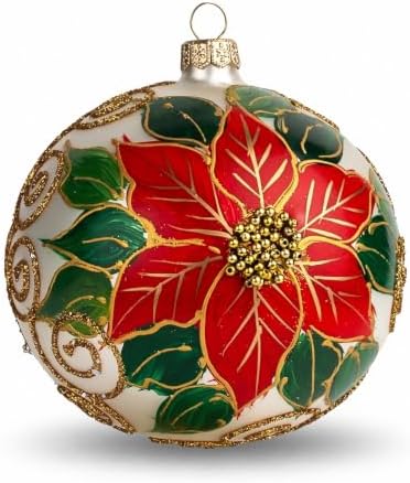 Hand Blown Glass Ball Christmas Ornament, 5 in, Wintry Silver