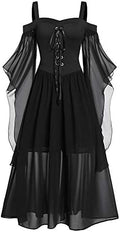 CHARMMA Women's Plus Size Butterfly Sleeve Gothic Halloween Dress
