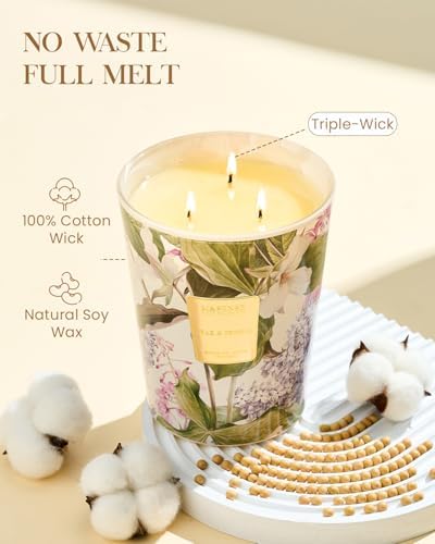 M&SENSE Pear Freesia Soy Candle, 35oz 3-Wick, Summer Gift for Women