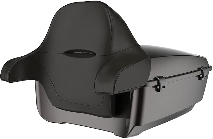 Advanblack Road Glide Tour Trunk Pack Black Jack Metallic King Tour Trunk Pack Luggage +Wrap-Around Backrest Pad for '97-'25 Harley Touring Road King Street Glide Electra Glide CVO models