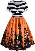 ZEZCLO Women's Plus Size Halloween Dress Pumpkin Halloween Costume Dresses