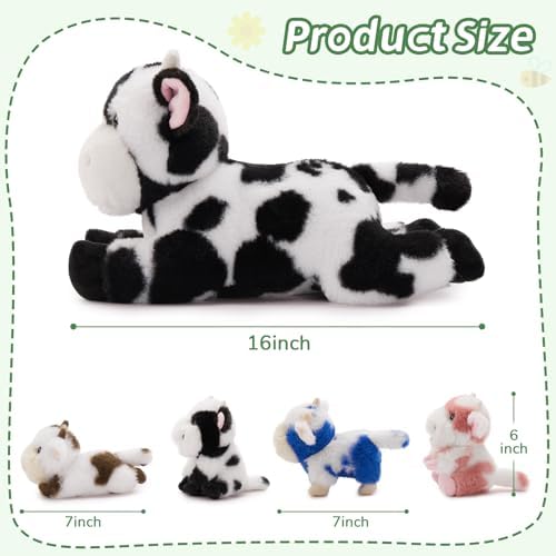MorisMos Cow Stuffed Animals, 16" Mommy Cow with 4 Babies