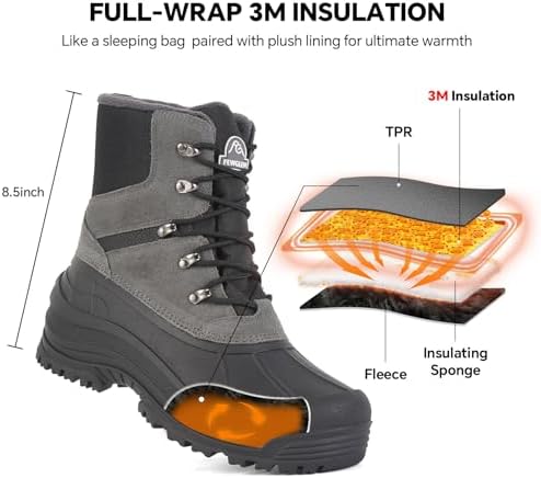 Men's Snow Boots, Waterproof Warm Insulated Winter Boots for Men