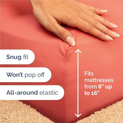 King Size 4 Piece Sheet Set - Comfy Breathable & Cooling Sheets - Coral