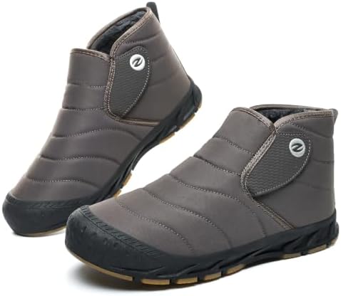 Mens Snow Boots Winter Velcro Water Resistant Fur Lined Slip On Ankle Boot