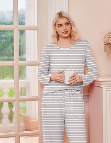 Ekouaer 2 Pack Womens Pajama Sets Long Sleeve Long Pants Pjs Loungewear