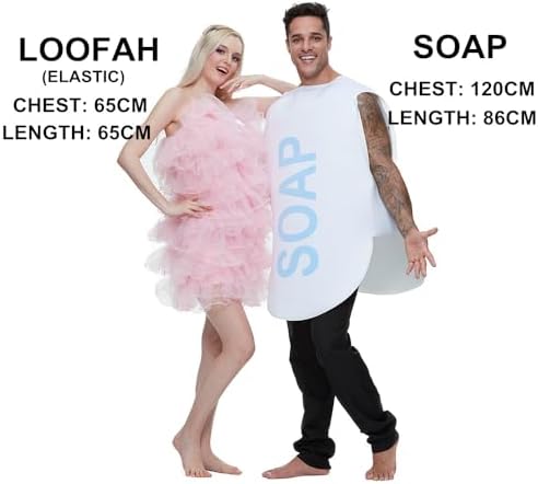 EraSpooky Couples Soap and Loofah Costume Adult Funny Halloween Party Couple Costumes Set