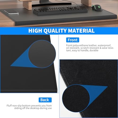AKOZLIN 27.55”x 18.9" Soft PU Leather Surface Office Desk Mouse Mat Anti-Push Pad with Full Grip Fixation Lip Table Blotter Edge-Locked Protector