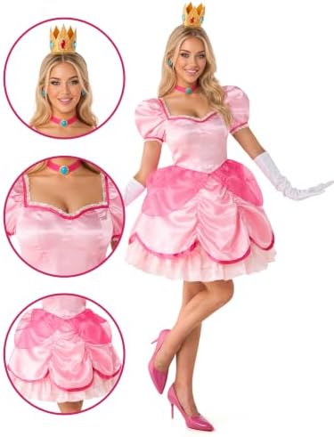 Spooktacular Creations Adult Halloween Fairy Princess Pink Dress Short Gown with accessories for Theme Parties