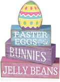 Lineshading 4 Pcs Easter Block Signs, Farmhouse Tiered Tray Decor Wooden