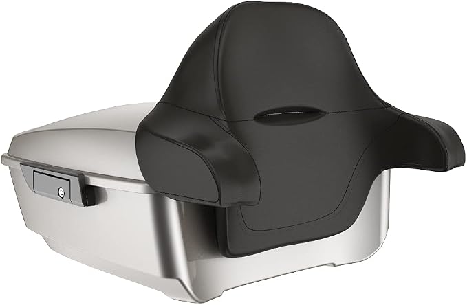 Advanblack Road Glide Tour Trunk Pack Pewter Pearl King Tour Trunk Pack Luggage +Wrap-Around Backrest Pad for '97-'25 Harley Touring Road King Street Glide Electra Glide CVO models