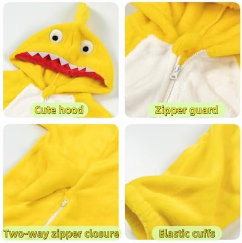 LOLANTA Boys' Girls' Dinosaur Shark Costume Flannel Jumpsuits Animal Onesie