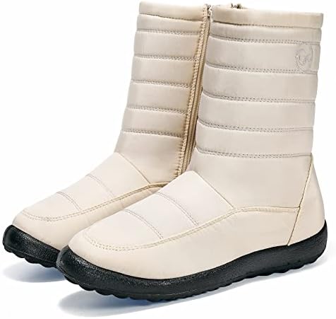 Alicegana Womens Winter Snow Boots for Women Waterproof Warm Fur Lining Mid Calf Boots with Zipper Comfortable Outdoor Shoes
