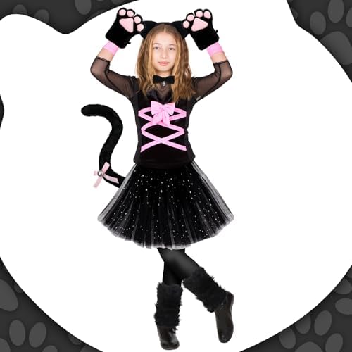 Haull 7 Pcs Halloween Cat Costume Accessories Girl Kid