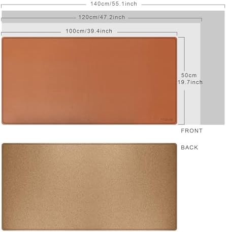 Mydours 48" x 20" XL Large Desk Mat - PU Leather Full Desk Mouse Pad, Brown