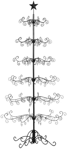 Karl home 6 ft Wrought Iron Christmas Ornament Display Tree, Black