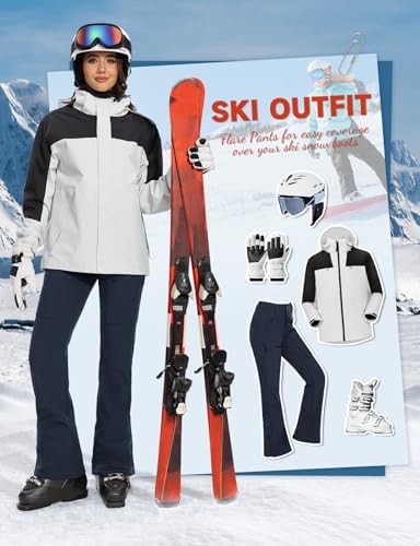 Moosehill Women's Snow Ski Pants : Water Resistant Fleece Lined Flare Fit