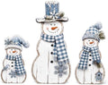 Barydat 3 Pcs Blue Snowman Table Decoration Winter Christmas Indoor Decor