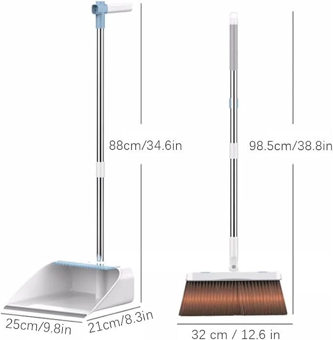 Modern Standing Dustpan and Broom with Long Handle Cleaning Supplies Upright Dustpan Combo Set for Home Convenient