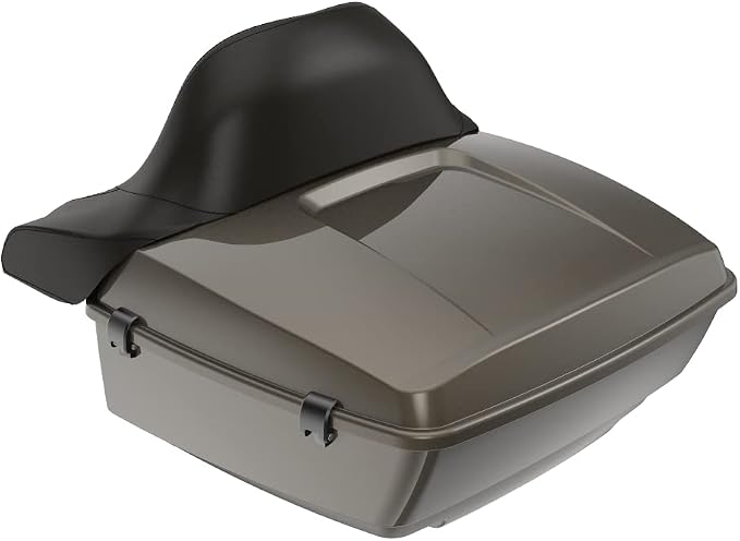Advanblack Road Glide Tour Trunk Pack River Rock Gray King Tour Trunk Pack Luggage +Wrap-Around Backrest Pad for '97-'25 Harley Touring Road King Street Glide Electra Glide CVO Models