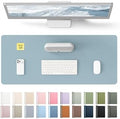 YSAGi Leather Desk Protector, Office Mat, Large Mouse Mat, Non-Slip PU Leather Blotter, Laptop Desk Pad, Waterproof Writing Pad for Office and Home (Ice Blue, 23.6" x 13.8")