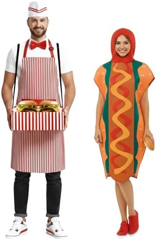 SATINIOR 5 Pcs Halloween Hot Dog Costume Popcorn Waiter Outfit Hat