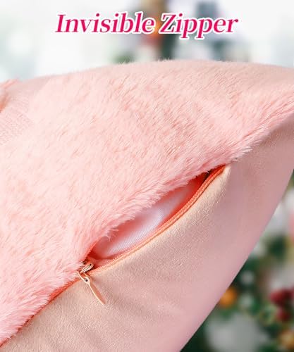 Faux Fur Christmas Pillow Covers 18x18 Set of 2